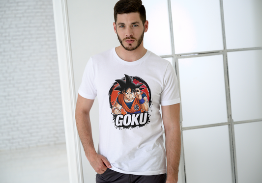 Men's Goku White Graphic Printed T-shirt