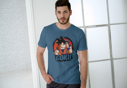 Men's Goku Navy Blue Graphic Printed T-shirt