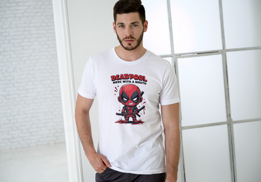 Men's DeadPool White Graphic Printed T-shirt