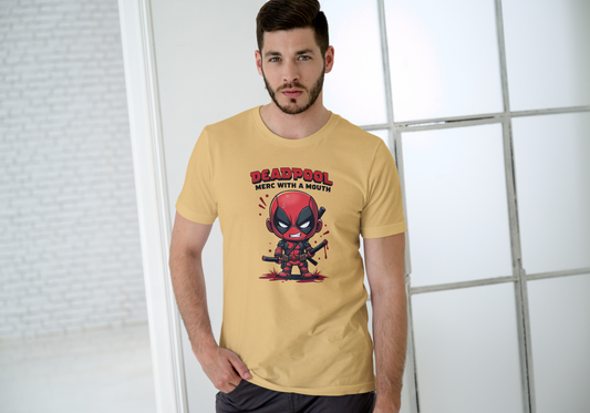 Men's DeadPool Beige Graphic Printed T-shirt