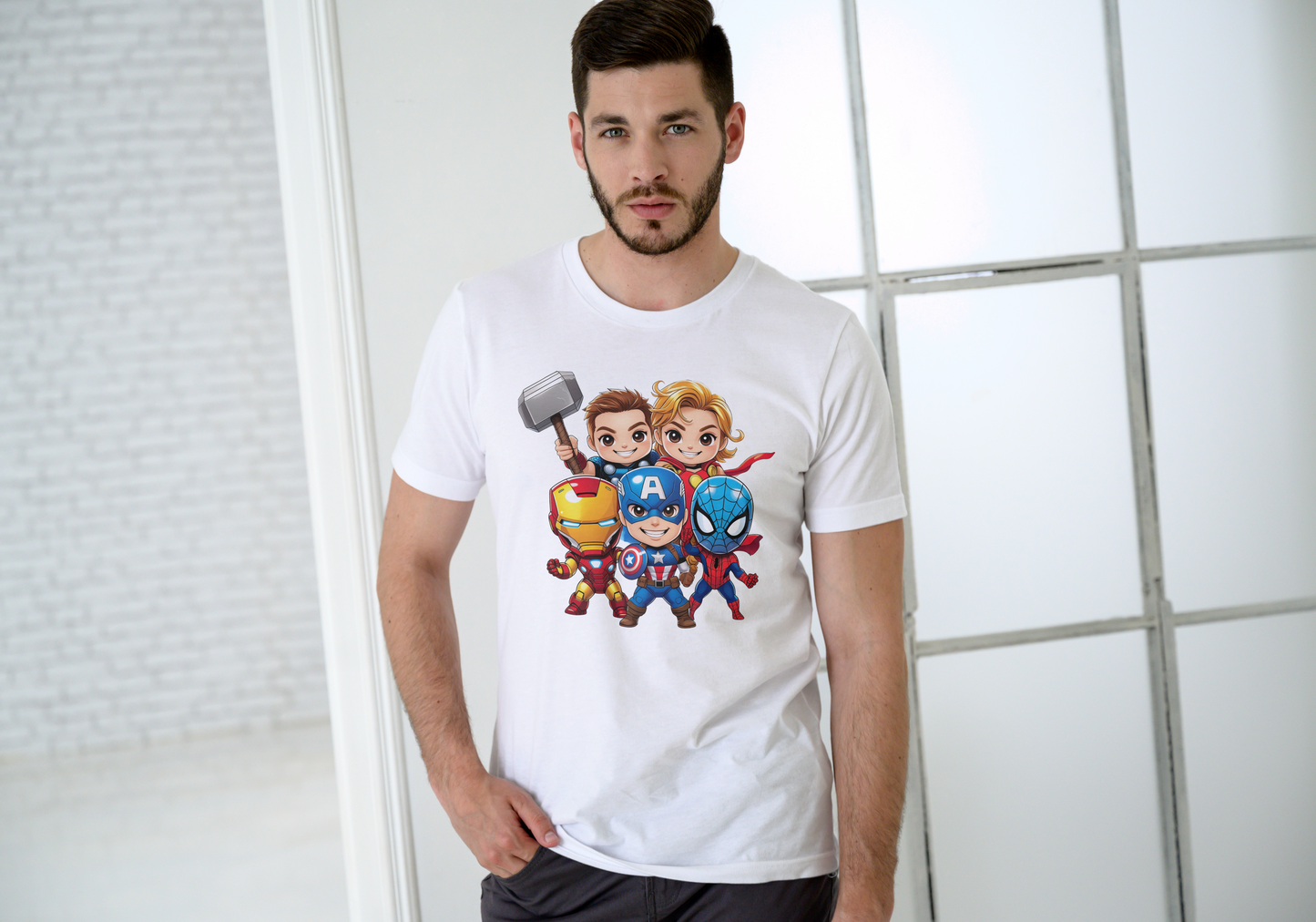 Men's Avengers White Graphic Printed T-shirt