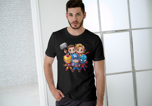 Men's Avengers Black Graphic Printed T-shirt