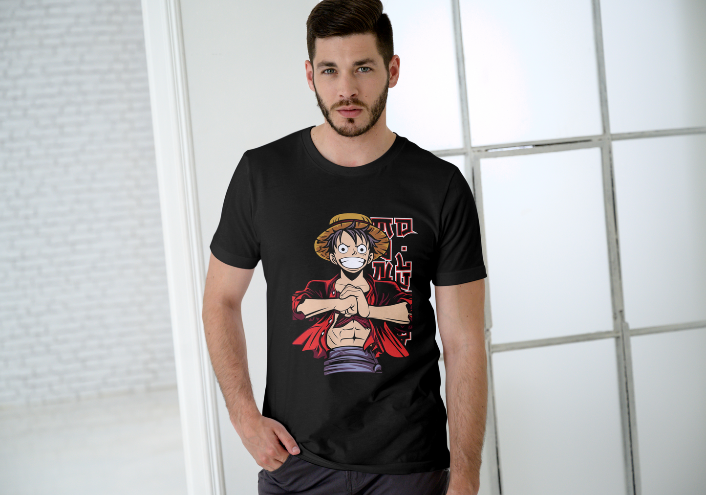 Men's Anime Black Graphic Printed T-shirt