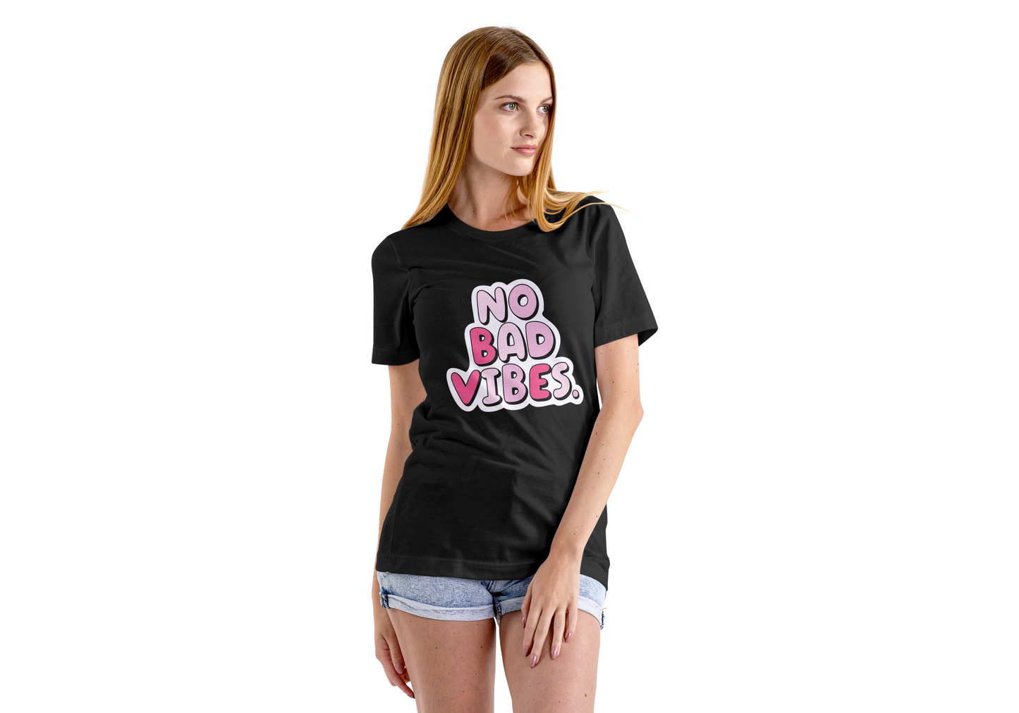 Women's Vibes Black Graphic Printed T-shirt