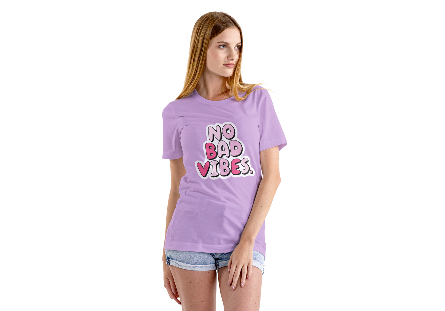 Women's Vibes Light Purple Graphic Printed T-shirt