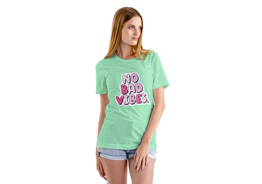 Women's Vibes Light Green Graphic Printed T-shirt