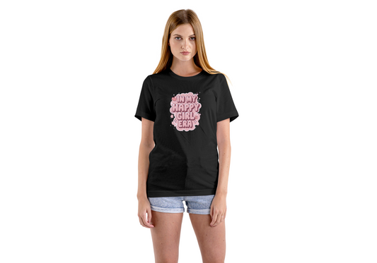 Women's Girl Era Black Graphic Printed T-shirt