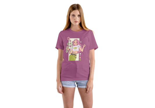 Women's Flower Purple Graphic Printed T-shirt