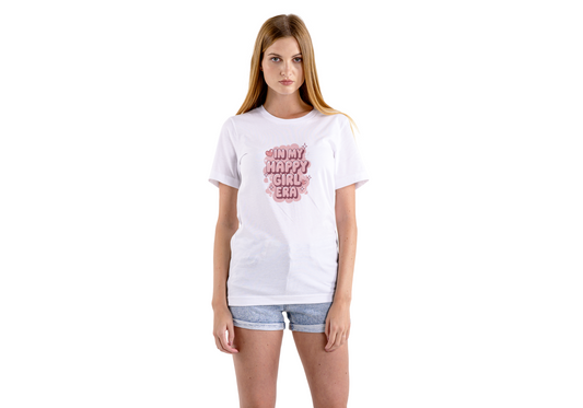 Women's Girl Era White Graphic Printed T-shirt