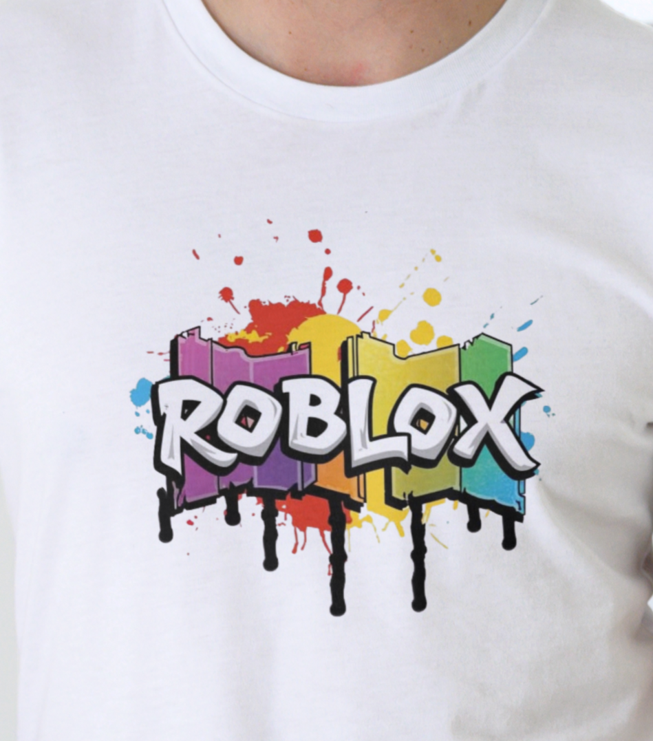 Men's Roblox White Graphic Printed T-shirt